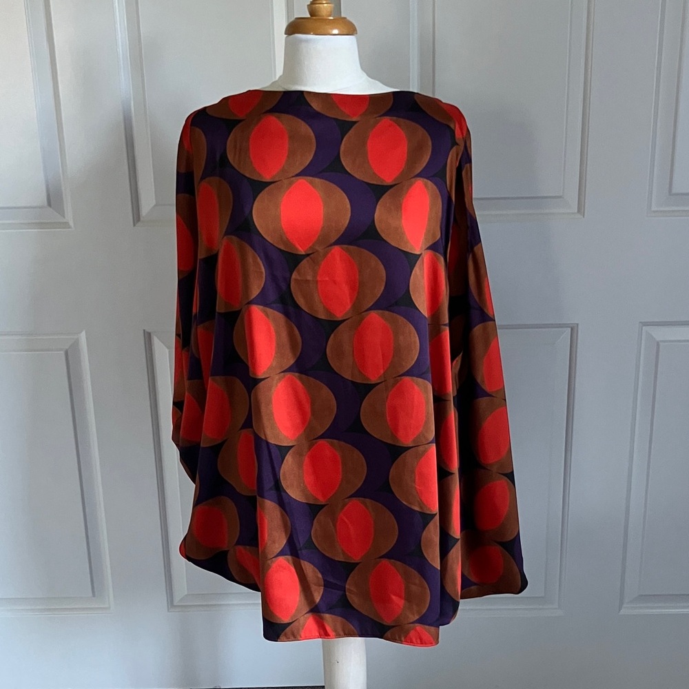 Zara Red and Brown Geometric Blouse